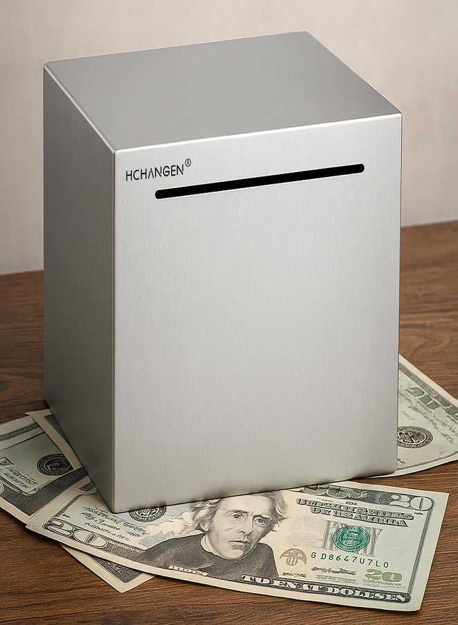 HCHANGEN Stainless Steel Piggy Bank for Adults and Kids, Must Break to Open Metal Money Bank, Unopenable Saving Box for Cash (Silver, 4.72inches) - Image 3